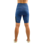 Biker shorts with mesh and pockets in ensign blue