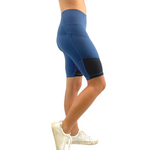 Biker shorts with mesh and pockets in ensign blue