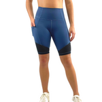 Biker shorts with mesh and pockets in ensign blue
