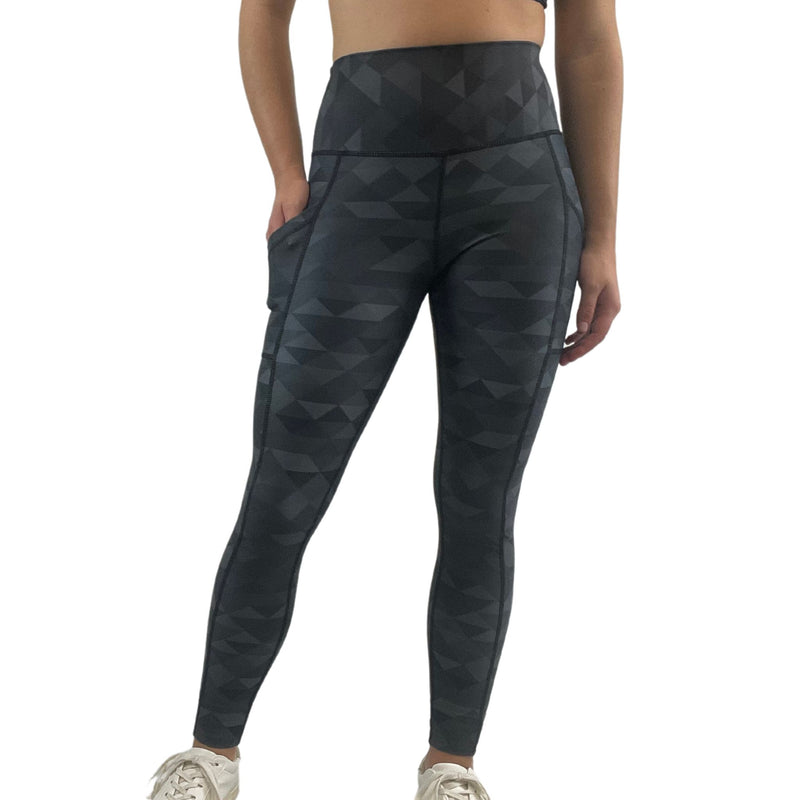 Full length leggings with pockets in black print