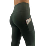 Full length leggings with pockets in cool khaki