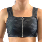Zip sports bra in black print