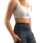 Zip sports bra in white